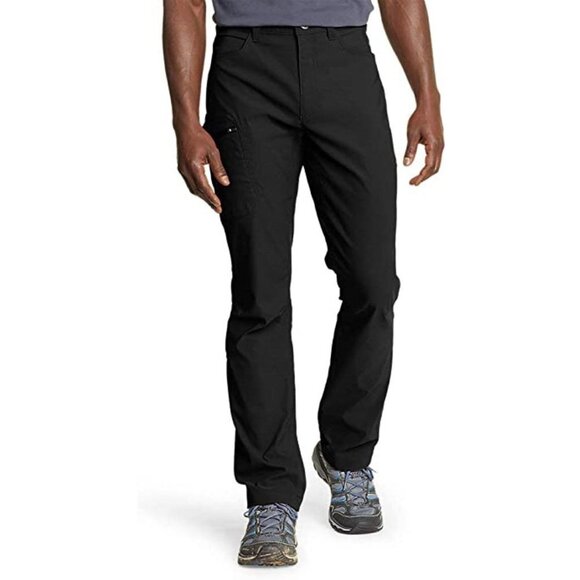 Eddie Bauer Men’s Fleece Lined Black 2-Way Stretch Tech Pant Sz 34x30 - Picture 1 of 11